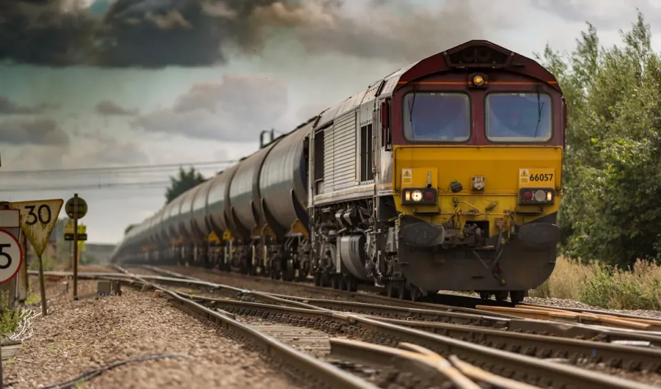Freight train transporting cargo across rail corridors